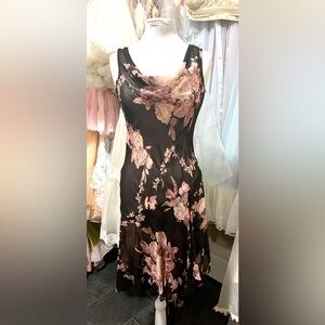 Blumarine 💗 vintage 90s floral asymmetric sheer beaded midi dress